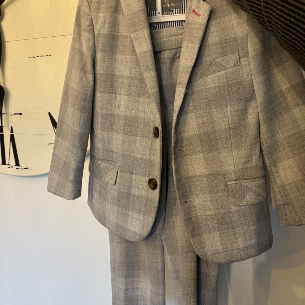 Boys Gray Plaid appaman Blazer Suit set